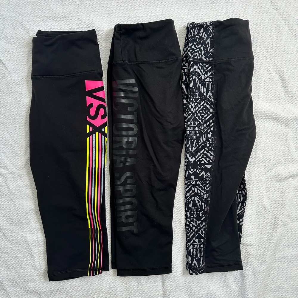 LOT Of Victoria’s Secret VSX Sport Knockout Crop Leggings Small Black Athletic
